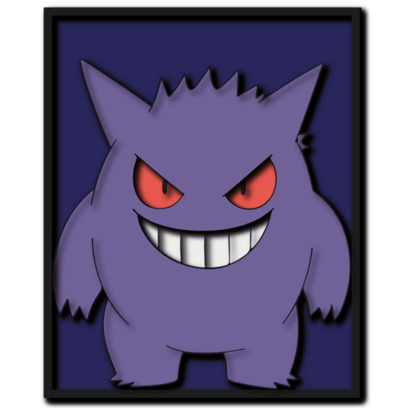 Gengar layered design Pokemon cutting template ghost type wood paper
