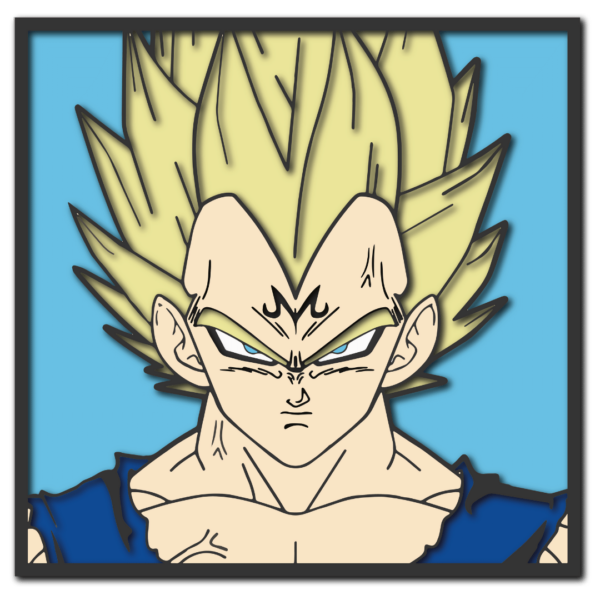 Majin Vegeta Dragon Ball layered design files cutting laser wood