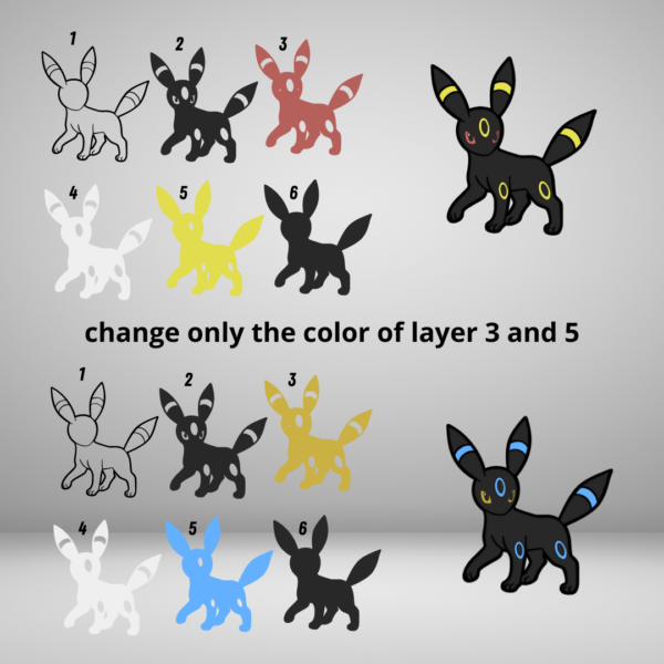 Umbreon Layered Design Files for Cutting - Image 7